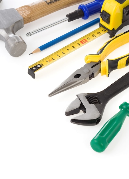 Set of tools isolated on white background