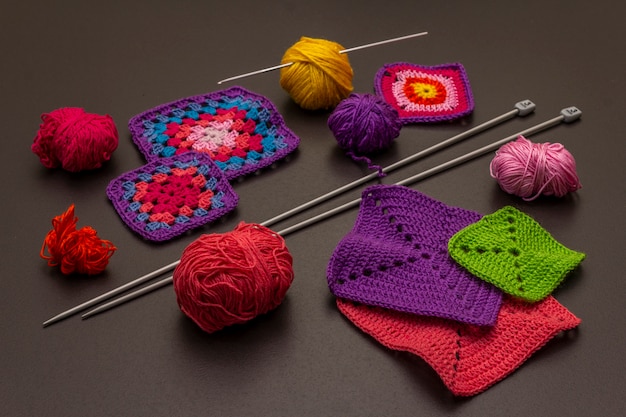 Set of tools and materials for knitting