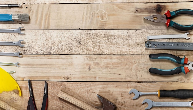 A set of tools on a table with the word " t " on it