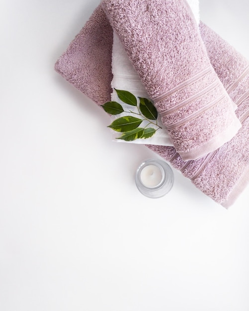 Set of towels on the white background