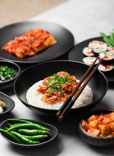 Set of traditional korean food