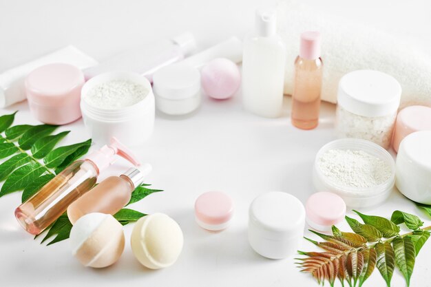 Photo set of traditional spa products