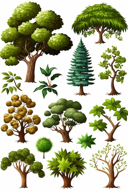 A set of trees and plants