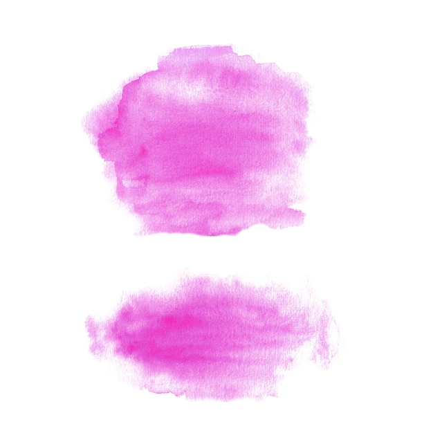 Set of two magenta watercolor splashes Hand drawn illustration isolated on white background