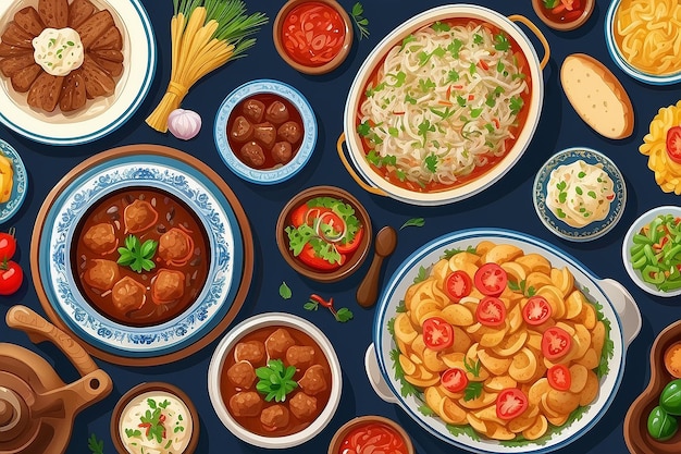 Photo set of ukrainian cuisine dishes