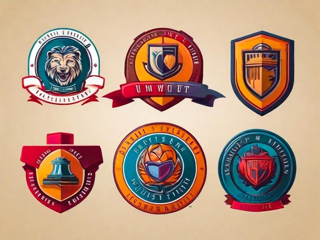 Set of university and college school crests and logo emblems