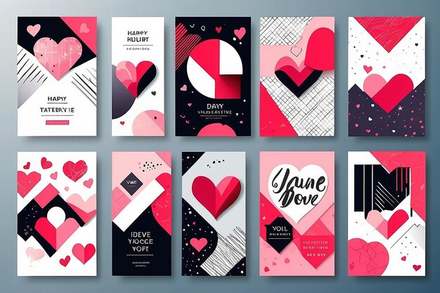 Photo set of valentines day poster greeting card cover label sale promotion templates