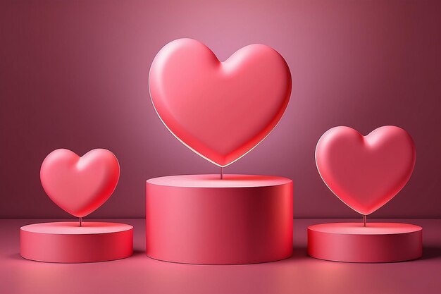 Set van 3D valentijnsdag achtergrond met roze