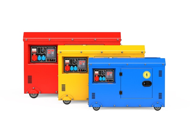 Set van Big Outside Auxiliary Electric Power Generator Diesel Units voor gebruik in noodgevallen 3D-rendering