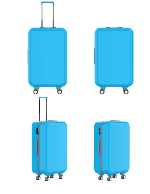 Set van blauwe bagage geïsoleerd