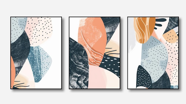 Set van drie abstracte achtergronden geometrische kunstpatronen illustraties