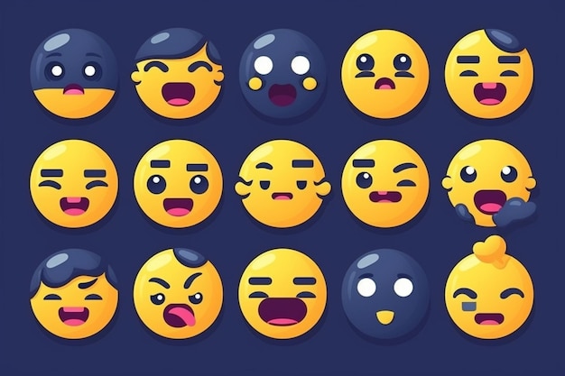 Set van facebook emoticons in vlakke stijl