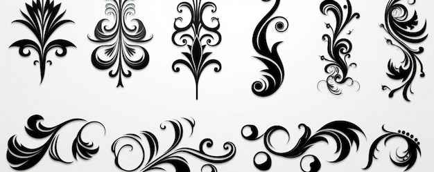 Foto set van filigraan kalligrafische vormen ontwerpelementen pagina decoraties