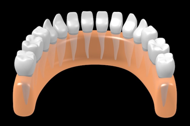 Foto set van gezonde menselijke tanden en tandvlees 3d illustratie