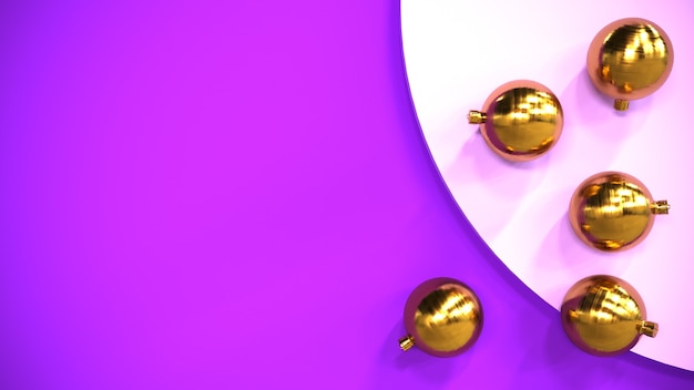 Set van gouden kerst ballonnen op paarse achtergrond