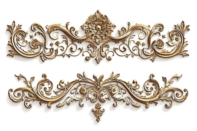 Set van Gouden luxe rand frame ontwerp op witte achtergrond of Decoratieve vintage bloemen ornament frames