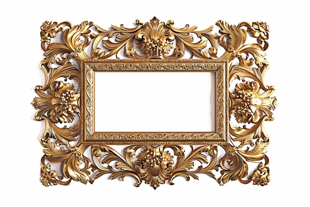 Set van Gouden luxe rand frame ontwerp op witte achtergrond of Decoratieve vintage bloemen ornament frames