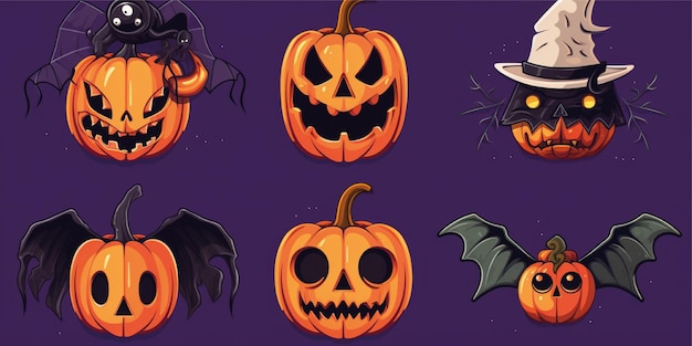 set van halloween-achtergrondillustratie