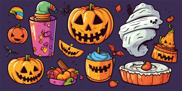 set van halloween-achtergrondillustratie