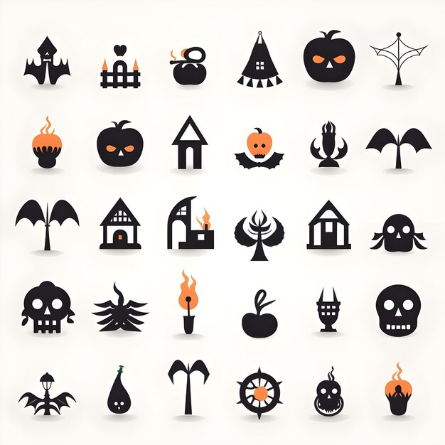 Foto set van halloween iconen op een witte achtergrond vectorillustratie