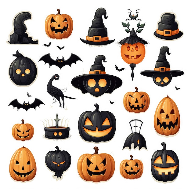 Set van Halloween-pictogrammen op witte achtergrond