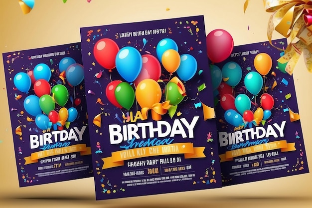 Set van Happy Birthday Vertical Poster met kleurrijke ballonnen