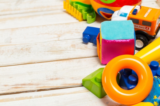 Foto set van kinderen speelgoed