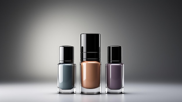 Set van matte nagellak op elegante grijze achtergrond cosmetica