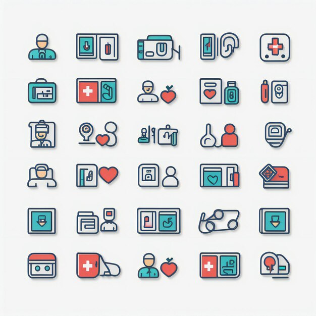 Set van medische en gezondheidszorg iconen Moderne vector symbolen voor website ontwerp en mobiele apps