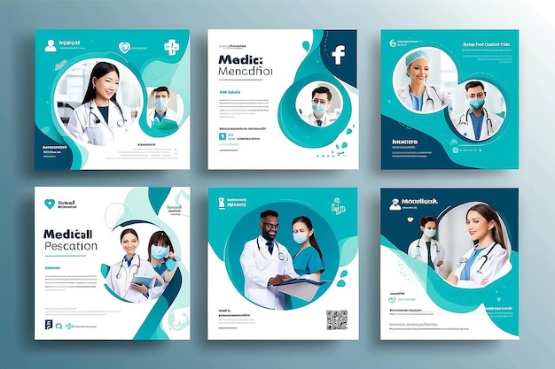 Set van medische sociale media post sjabloon ontwerp