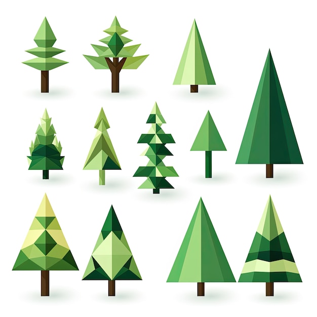 Set van Polygon bomen cartoon stijl icoon