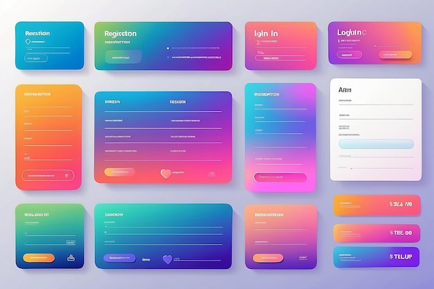 Set van Sign Up en Sign In formulieren Kleurige gradiënt Registratie en login formulieren pagina