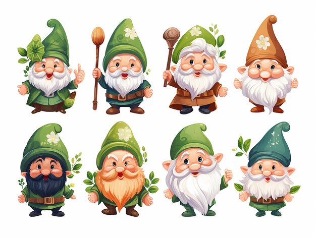 Set van tekenen vector illustratie ontwerp gnome met Happy St Patrick's DayDoodle cartoon stijl