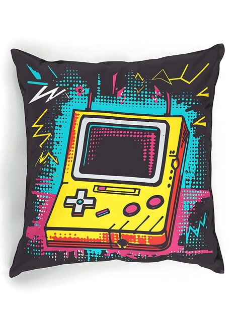 Set van Throw Pillow 16 Bit Pixel met Pop Art Design en Comic Book Game Asset Design Concept Art