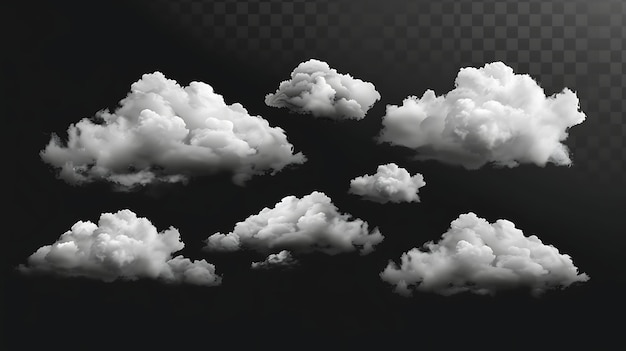 Set van tien vectorwolken in cartoon stijl op een transparante achtergrond Kan worden gebruikt voor webontwerp spelletjes en presentaties