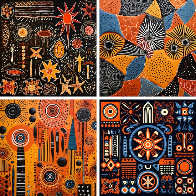Set van traditionele West-Afrikaanse patronen