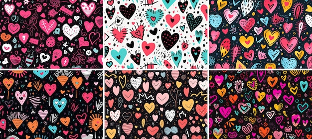 Set van valentijnsdag in boho-stijl illustraties van hart bloem krans veren frames en hart