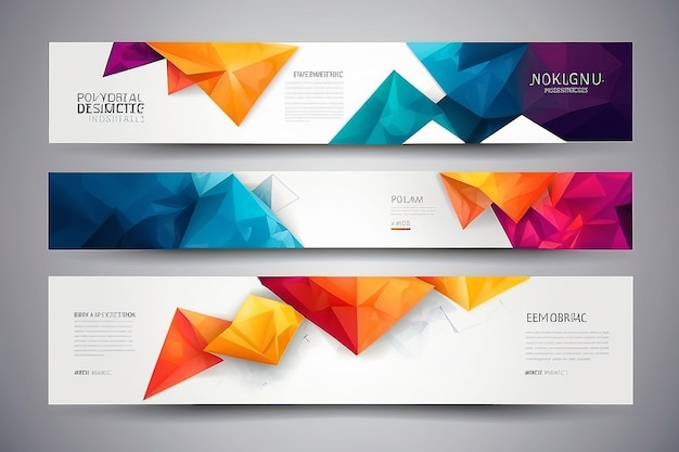 Foto set van veelhoekige geometrische banners voor modern ontwerp