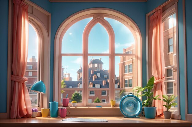 Set van verschillende ramen in cartoon stijl