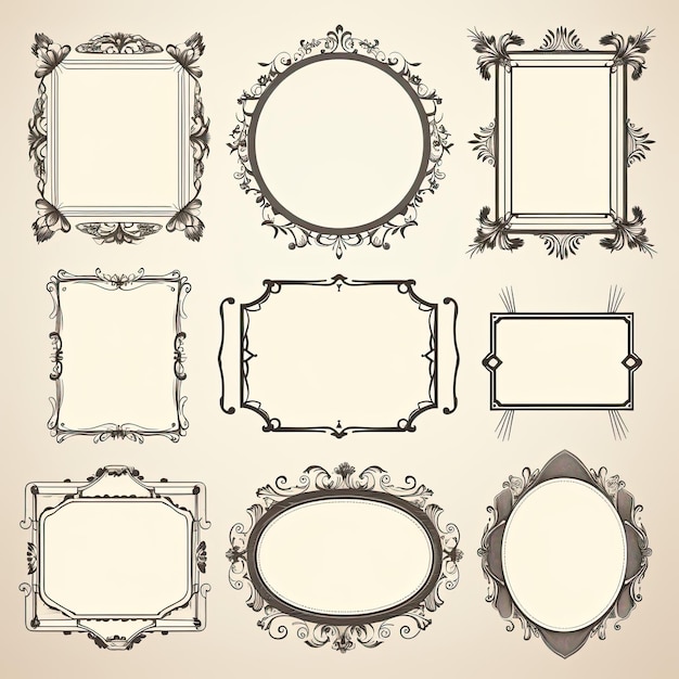 Foto set van vintage frames en decoratieve elementen vector illustratie