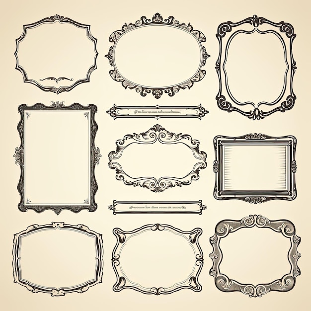 Set van vintage frames en decoratieve elementen Vector illustratie