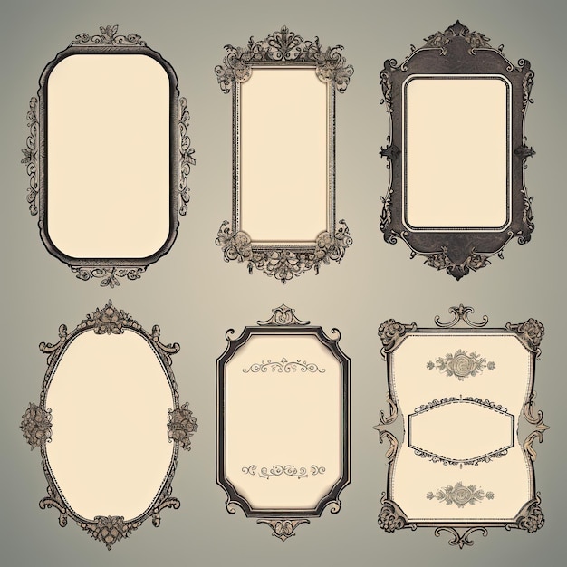 Foto set van vintage frames en decoratieve elementen vector illustratie