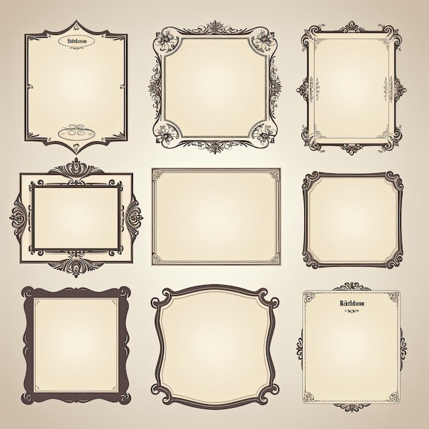 Set van vintage frames en decoratieve elementen Vector illustratie