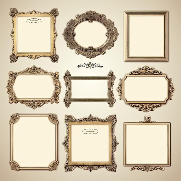 Foto set van vintage frames en decoratieve elementen vector illustratie