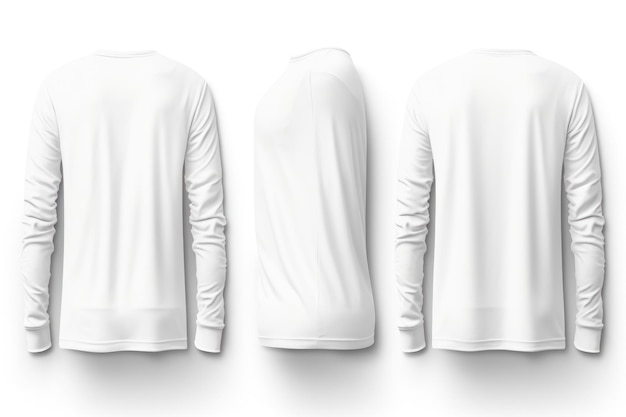 Foto set van witte voor- en achteruitzicht tee sweatshirt trui