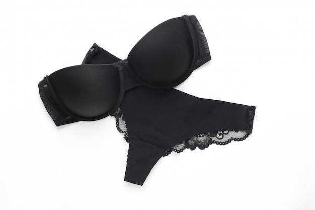 Set van zwarte strapless bandeau bh en zwarte slipje