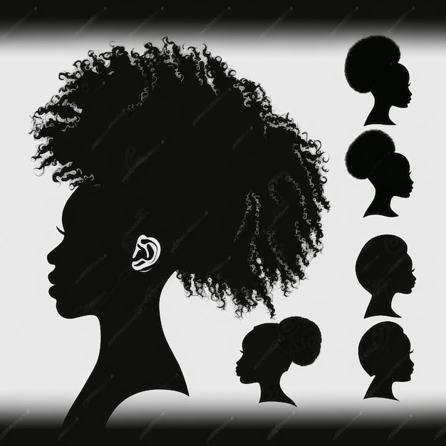 Set van zwarte vrouwen silhouetten op een witte achtergrond