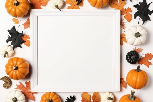 Set of varied pumpkins on a white background The main symbol of a happy Halloween holiday Orange pum