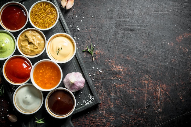 Photo set of a variety of sauces