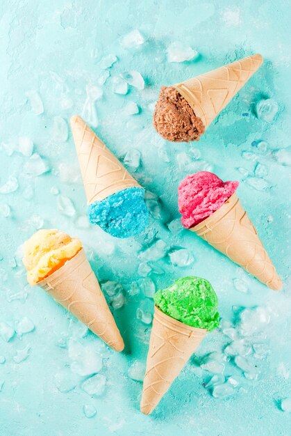 Set of various bright ice-cream